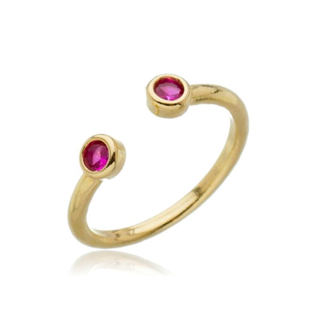 Anel Maya Rubi Duas Pontas Redondas