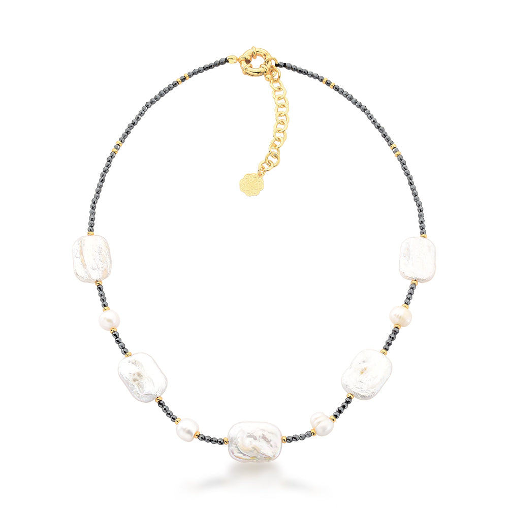 Choker Hematita Pérola