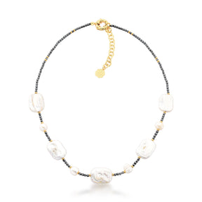 Choker Hematita Pérola