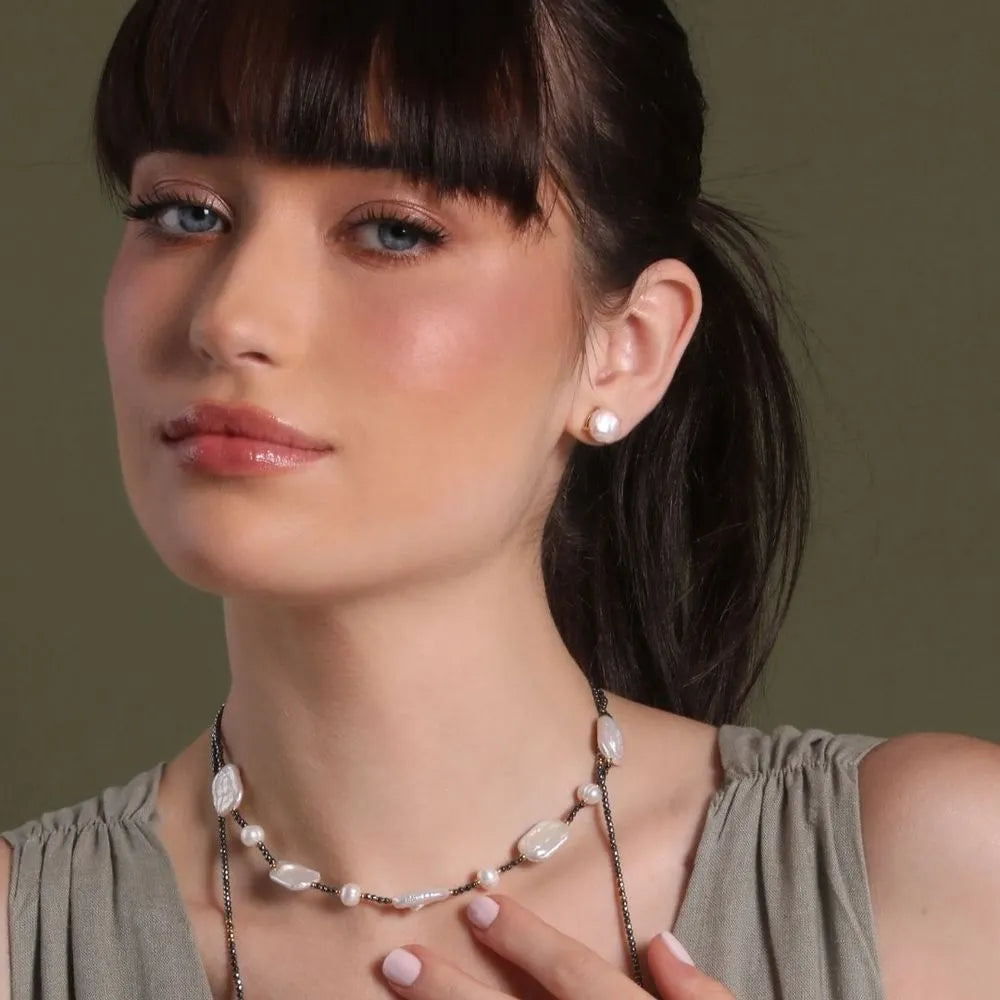 Choker Hematita Pérola